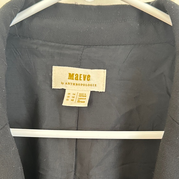 Anthropologie Meave Roll Sleeve Black Blazer Size 10 - Picture 9 of 12